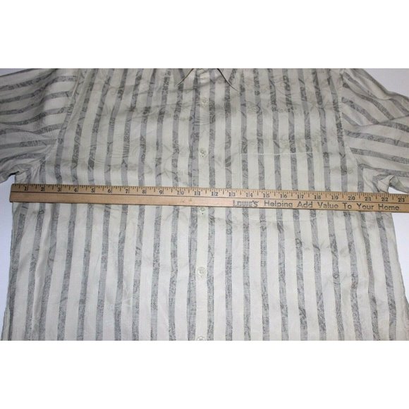 TOMMY BAHAMA Beige Gray Stripes Textured Shirt - Picture 6 of 8